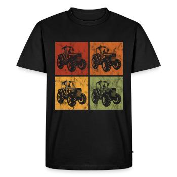Tracteur tracteurs tracteurs rétro ferme - T-shirt Premium bio Homme - noir - Devant - Nico (187cm)
