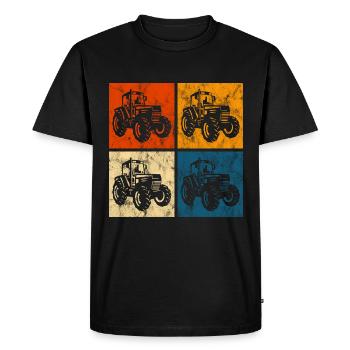 Farm Retro Tractor Farmer Tractor Tractors - Men's Premium Organic T-Shirt - black - Front - Nico (187cm)