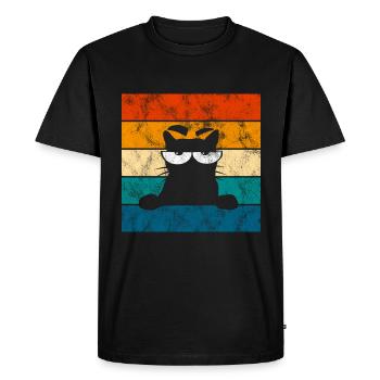 Katzenaugen Retro Katzen Katze Kätzchen Miau Kater - Männer Premium Bio T-Shirt - Schwarz - Vorne - Nico (187cm)