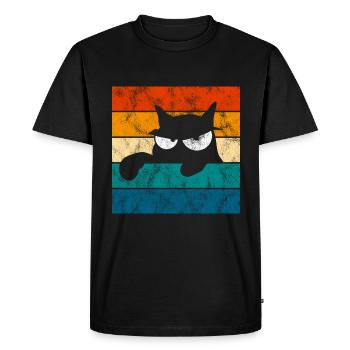Chat Chat Miau Chat Rétro Chats - T-shirt Premium bio Homme - noir - Devant - Nico (187cm)