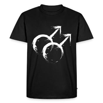 Double Mars. Homosexualité masculine - T-shirt Premium bio Homme - noir - Devant - Nico (187cm)