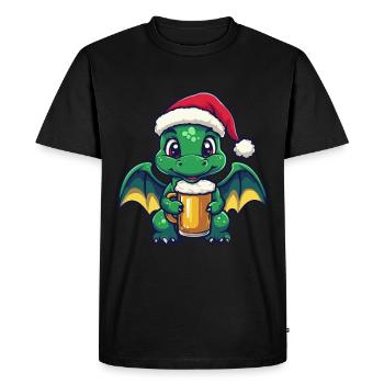 Dragon Noël Bière Drôle - T-shirt Premium bio Homme - noir - Devant - Nico (187cm)