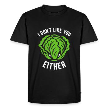 Salade - Je ne t’aime pas non plus - Vegan - T-shirt Premium bio Homme - noir - Devant - Nico (187cm)