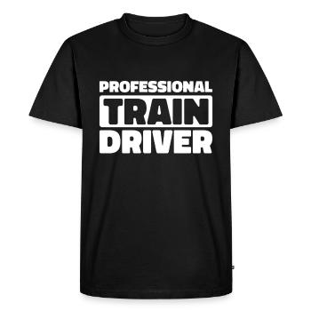 Conducteur de train Conducteur de train - T-shirt Premium bio Homme - noir - Devant - Nico (187cm)