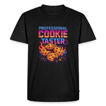 Dégustateur de cookies professionnel - T-shirt Premium bio Homme - noir - Devant - Nico (187cm)