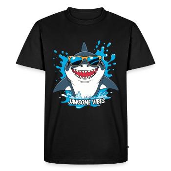 Jawsome Vibes - Cool Shark with Sunglasses - Men's Premium Organic T-Shirt - black - Front - Nico (187cm)