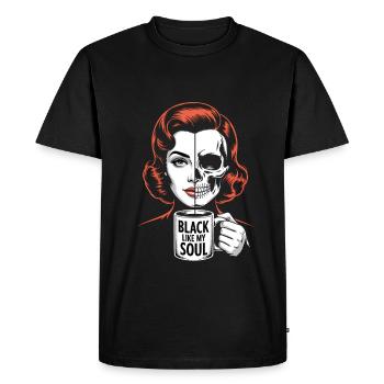 Noir comme mon âme ! Goth Café Emo Girl - T-shirt Premium bio Homme - noir - Devant - Nico (187cm)