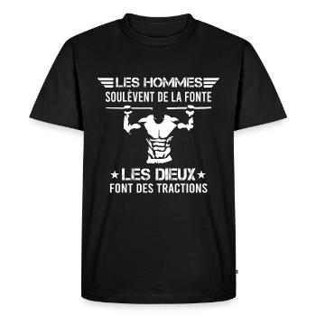 Street workout calisthenics traction original - T-shirt Premium bio Homme - noir - Devant - Nico (187cm)