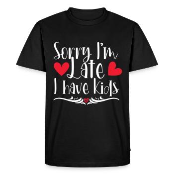 désolé je suis l’emplacement j’ai des enfants - T-shirt Premium bio Homme - noir - Devant - Nico (187cm)