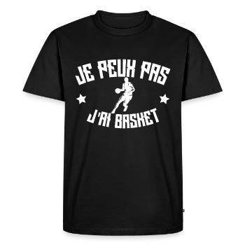 Je Peux Pas J'ai Basket - T-shirt Premium bio Homme - noir - Devant - Nico (187cm)