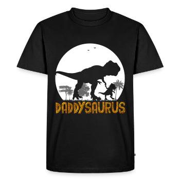 daddysaurus funny Dad Dinosaur and Son or Daughter - Men's Premium Organic T-Shirt - black - Front - Nico (187cm)