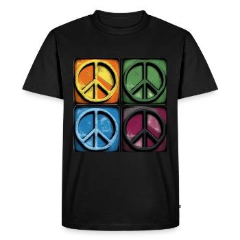 Colorful Peace Symbols - Men's Premium Organic T-Shirt - black - Front - Nico (187cm)