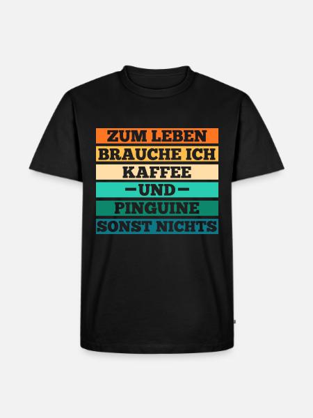 Kaffee Pinguin - Männer Premium Bio T-Shirt - Schwarz