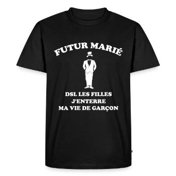 Futur marié - evg - Team du marié - T-shirt Premium bio Homme - noir - Devant - Nico (187cm)