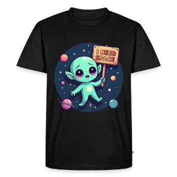 Cute Alien I Need Space Design - Men's Premium Organic T-Shirt - black - Front - Nico (187cm)