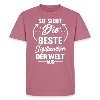 Sicilia Sizilien Sizilianerin Sizilianisches - Männer Premium Bio T-Shirt - Mauve - Vorne - Nico (187cm)