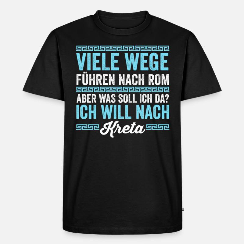 Ich will nach Kreta - Männer Premium Bio T-Shirt - Schwarz