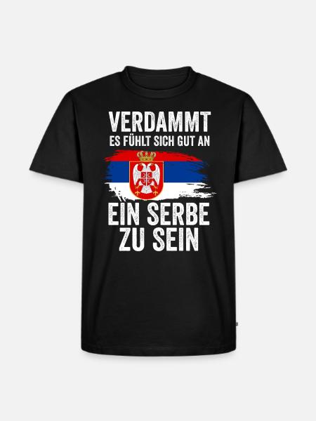 Serbien Serbe Serbisches - Männer Premium Bio T-Shirt - Schwarz