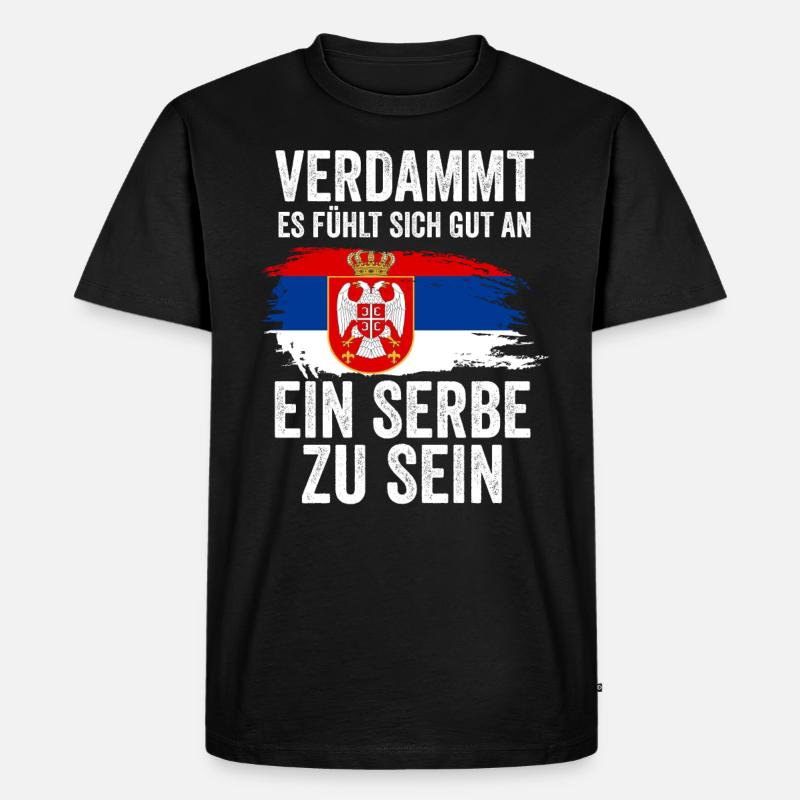 Serbien Serbe Serbisches - Männer Premium Bio T-Shirt - Schwarz