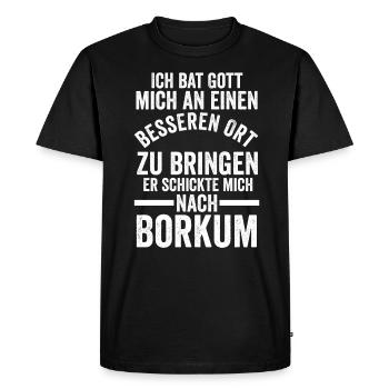 Nordsee Borkum - Männer Premium Bio T-Shirt - Schwarz - Vorne - Nico (187cm)
