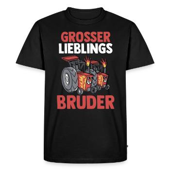 Geschwister Familie Traktor Brüder Bruder - Männer Premium Bio T-Shirt - Schwarz - Vorne - Nico (187cm)