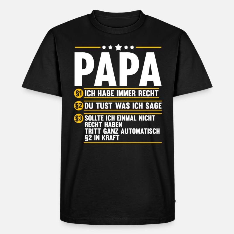 Vater Papi Papa - Männer Premium Bio T-Shirt - Schwarz