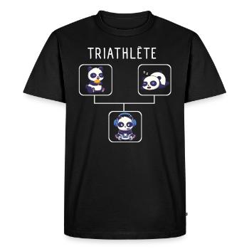Humour Gamer Panda Triathlete Cadeau Jeux Video - T-shirt Premium bio Homme - noir - Devant - Nico (187cm)