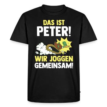 This is Gerda we jog together duck - Men's Premium Organic T-Shirt - black - Front - Nico (187cm)