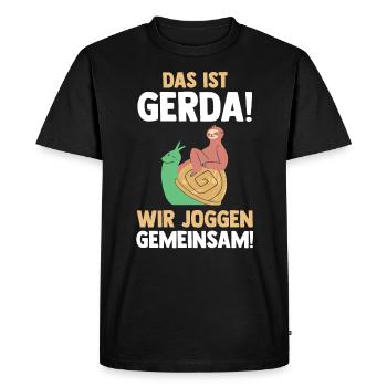 This is Gerda we jog together snail Faulti - Men's Premium Organic T-Shirt - black - Front - Nico (187cm)