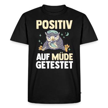 Testé positif pour le hibou fatigué - T-shirt Premium bio Homme - noir - Devant - Nico (187cm)