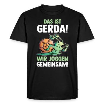 This is Gerda we jog together snail - Men's Premium Organic T-Shirt - black - Front - Nico (187cm)