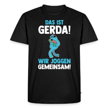 This is Gerda we jog together Sloth - Men's Premium Organic T-Shirt - black - Front - Nico (187cm)