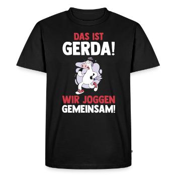 This is Gerda we jog together cow - Men's Premium Organic T-Shirt - black - Front - Nico (187cm)