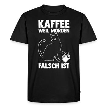 Coffee because murder is wrong Cat - Men's Premium Organic T-Shirt - black - Front - Nico (187cm)