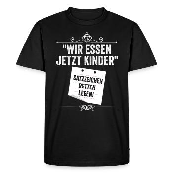 Wir Essen Jetzt Kinder - Männer Premium Bio T-Shirt - Schwarz - Vorne - Nico (187cm)