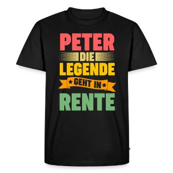 Peter die Legende geht in Rente - Männer Premium Bio T-Shirt - Schwarz - Vorne - Nico (187cm)