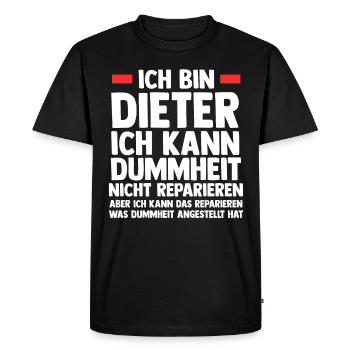 Dieter - Männer Premium Bio T-Shirt - Schwarz - Vorne - Nico (187cm)