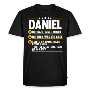 Daniel - Männer Premium Bio T-Shirt - Schwarz - Vorne - Nico (187cm)