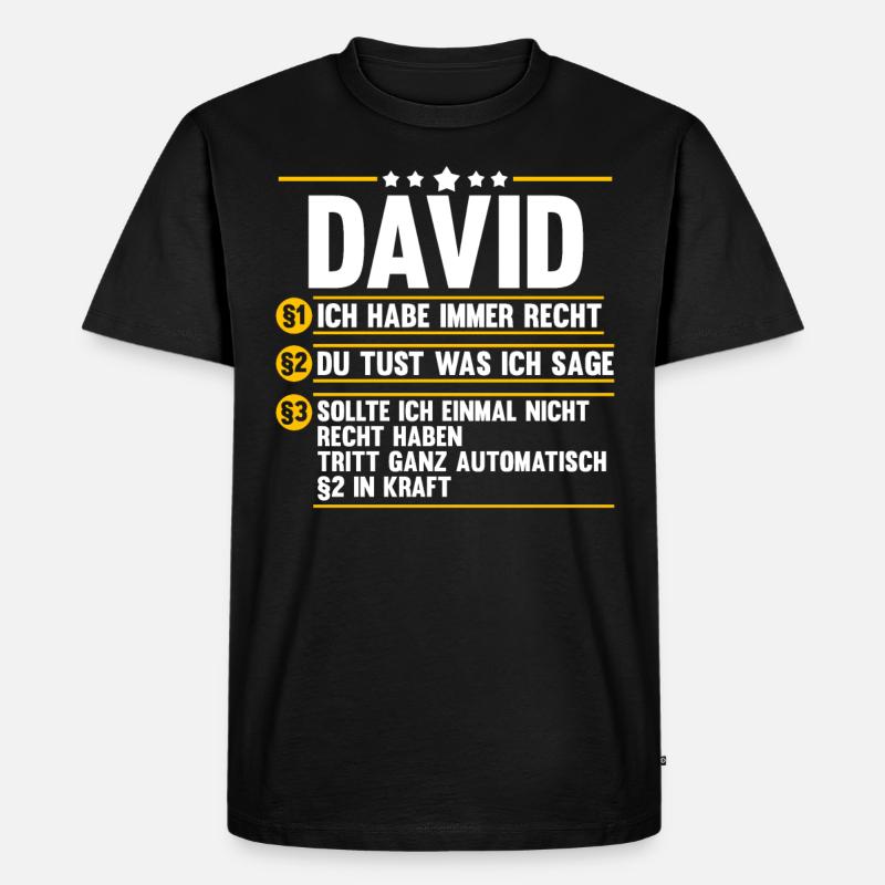 David - Männer Premium Bio T-Shirt - Schwarz