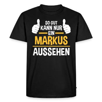 Markus - T-shirt Premium bio Homme - noir - Devant - Nico (187cm)
