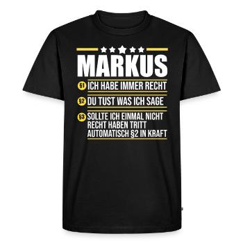 Markus - T-shirt Premium bio Homme - noir - Devant - Nico (187cm)