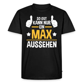 Max - Men's Premium Organic T-Shirt - black - Front - Nico (187cm)