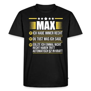 Max - Men's Premium Organic T-Shirt - black - Front - Nico (187cm)