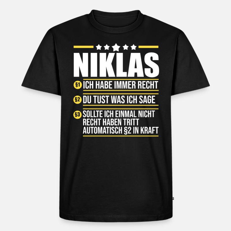 Niklas - Männer Premium Bio T-Shirt - Schwarz