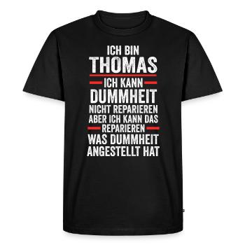 Thomas - Männer Premium Bio T-Shirt - Schwarz - Vorne - Nico (187cm)