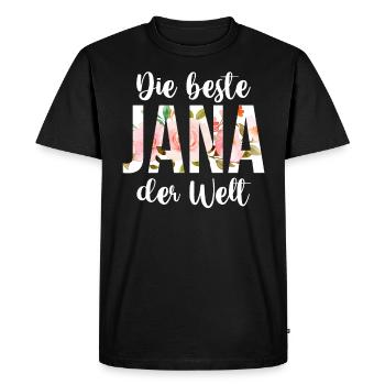 Jana - Männer Premium Bio T-Shirt - Schwarz - Vorne - Nico (187cm)