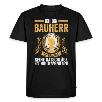 Bier Bauherr - Männer Premium Bio T-Shirt - Schwarz - Vorne - Nico (187cm)