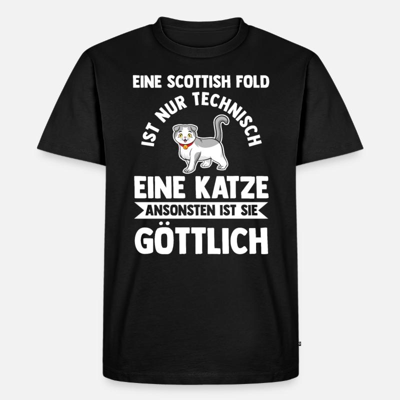 Scottish Fold Katze - Männer Premium Bio T-Shirt - Schwarz