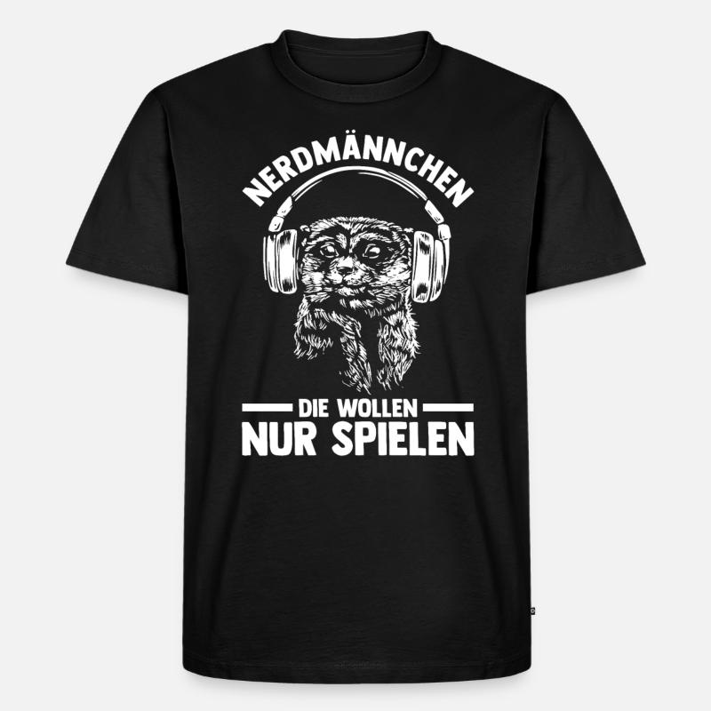 Erdmännchen Nerdmännchen - Männer Premium Bio T-Shirt - Schwarz