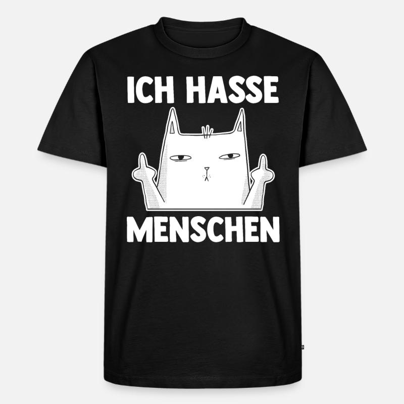 Katze Ich Hasse Menschen - Männer Premium Bio T-Shirt - Schwarz